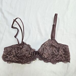 Simone Perele Plum Purple 70D Lace Sheer Underwire Bra Bralette
